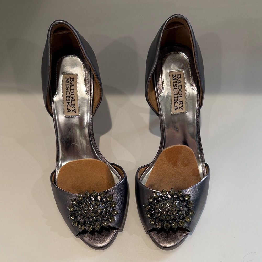 Badgley Mischka Silver Embellished Heels